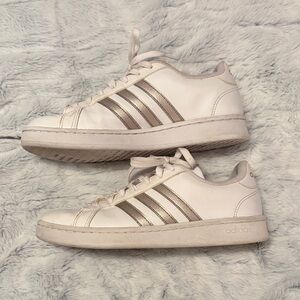 Adidas Women's White and Silver Sneakers